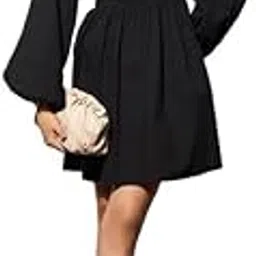 Black Poplin Back Tie Knot Dress-image-0