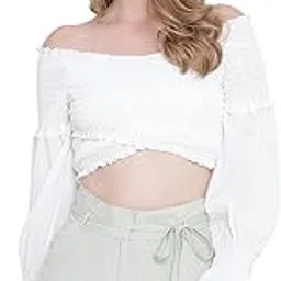 Solid Smooth White Bustier wrap Crop top-image-43