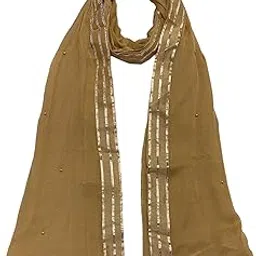 lkc Women's Chiffon Dupatta with Pearl/Moti Work, 2.25 Meters, 4 Side Fancy Gota Lace-picture-15