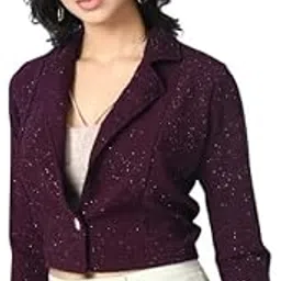 iuga Women's Shimmer Buttoned Crop Shrug-picture-49