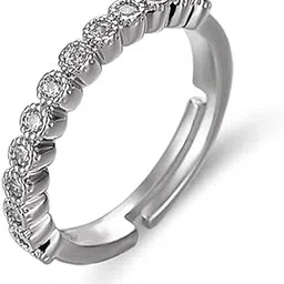 jewels galaxy Silver Plated American Diamond Studded Anti Tarnish Contemporary Adjustable Round Finger Ring (SMNJG-RNG-5234)-picture-23