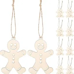American Elm 30 Pcs Unfinished Wooden Gingerbread Man Cutouts | 8x5.5 cm Blank Wood Ornaments for DIY Christmas Crafts | Xmas Tree Hanging Decor for Holiday & Party Decoration-picture-22