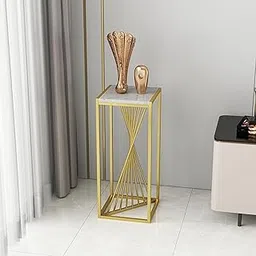 Weston Crafts Side Table Living Room Indoor Shelf Multifunctional Flower Stand/Plant Stand, Gold Black-picture-24