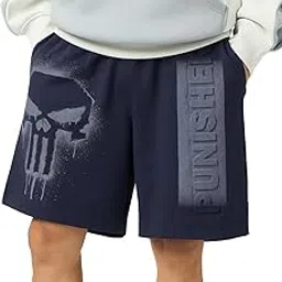 the souled store Punisher: Sprayed Logo Men and Boys Drawstringed Blue Printed Regular Fit Bermuda Shorts-picture-18