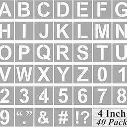 Alphabet Letter and Number Stencils 4 Inch - 40 Pack Letters and Numbers Stencil Templates for Painting on Wood, Chalkboard Signs & Wood Wall Art-image-79