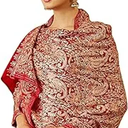 pashmoda Saba Women Wool Blend Nalki Embroidered Stole, Shawl and Wrap, Luxury Pashmina Evening Wrap (Size: 71X203 CM)-picture-20