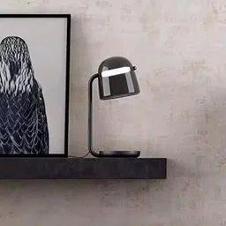 The Crafted Gesture Modern LED Desk Lamp, Smoke Grey Glass Shade, Black Metal Base, Tri Colour LED, Contemporary Design for Bedroom Living Room Study Table Office Home Decor-image-3