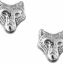 via mazzini No-Tarnish No-Rusting Magnetic Clip-On No-Piercing Required Silver Prowler Wolf Stud Earrings for Men and Women (ER2777) 1 Pair-picture-46