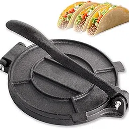 Cast Iron Tortilla Press, Heavy Duty Tortilla Pataconera, 12-inch Flour Tortilla Press with Foldable Handle, Taco press with Some Parchment Paper, Roti Maker, Black-image-83