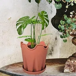 Flowerpot with Base Home Decor Flower Plant Container for Floor Desktop Cafe Orange-picture-30