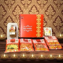 Diwali Faral Gift Box by Sapre Foods ( 7 in1 ) | Sweet and Spicy Mix Snacks | Diwali Gift Hamper | Deepawali Gift | Hamper of Diwali Gifting | Gift Hampers | Pure Ghee Besan Ladu, Pure Ghee Rava Ladu, Dry Coconut Karanji, Crispy Bhajani Chakali, Sweet Shankarpale, Poha Chivada and Tikhat Shev-picture-30