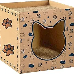 Foodie Puppies Cardboard House with Scratch Pads & Catnip for Cats & Kittens - (Printed Lodge) | Cat Play House for Indoor, Cats Corrugated Scratcher Box for Furniture Protection (Design May Vary)-image-43