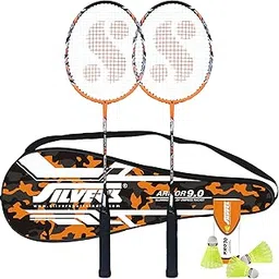 Silver's Jointless Aluminium Alloy Composite Armor Badminton Kit (2 Racquets with Full Cover, 1 Box Nylon Shuttlecock Pack of 3)(Orange/Black)-picture-49