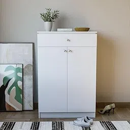 neuspace Eva Modern Shoe Cabinet with Doors, 3-Shelf Storage, 119 cm Height, White Finish-picture-28