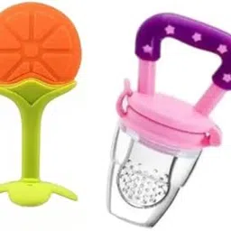 Kalra Magic 1Pc Baby Fruit Feeder & 1Pcs Silicone Teether Set BPA Free Soft Chew Teething Toy & Self-Feeding Pacifier for Infants & Toddlers (Combo No 1)-picture-17