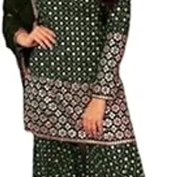 clothlemon Women's Exclusive Georgette Garara Suit - Heavy 9mm Sequin & Mirror Work | Fancy Unstitched Sharara, Plazzo & Salwar Suit Sets-picture-12