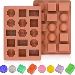 Skytail 15 Slot Silicone Soap Mold Round Square Rectangle Shape for DIY Soap Making Lotion Bars Shower Bath Bombs Handmade Gift Candle Wax Melts Polymer Clay Molds Chocolate Muffin Cupcake Pudding Cake Mold-image-63