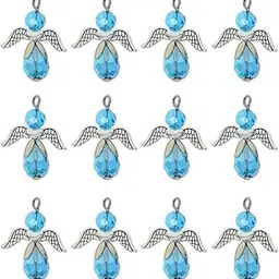 Club Bollywood®12Pcs Beaded Angel Heart Wing Faceted Gl DIY Dangle Pendant Royal Blue| Charms & Pendants| Charms & Pendants|Crafts|• Crafts|12 Pieces Angel Wing Charms-image-34