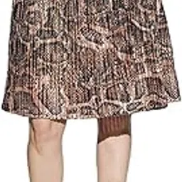 Women Gold Animal Print Accordion Pleated Mid Rise Flared Skirt-image-16