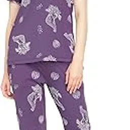 zeyo Night Suit for Women's Floral & Cheetah Printed Cotton Night Dress of Top and Pajama Set 5779-picture-46
