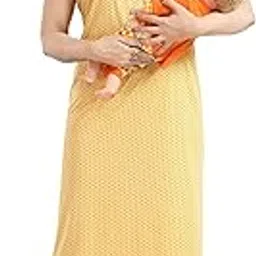 yazia Women's Hosiery Cotton Polka Dot Nightgown, Floral Embroidered Neckline, Full Length Maxi Nighty, Short Sleeve Nightdress | Women's Cotton Printed Feeding Nursing Maternity Nighty-picture-24