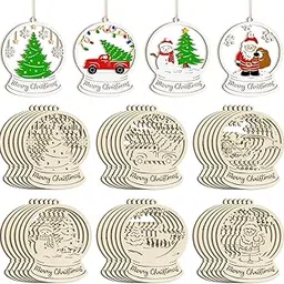 Cliths 15 Wooden Hollow Christmas Ornaments 6 Styles 15cm DIY Blank Unfinished Wood Reindeer Santa Snowman Snowflake Angel Cutouts for Crafts-image-90