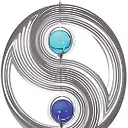 MORADIYA FRESH (LABEL) Metal Rotating Wind Spinner Crystal Ball-Feng Shui 3D Stainless Steel Hanging Spinners Yin Yang Crystal 360° Rotating Wind Spinner Window Hanging| Decoration Garden Yard Decor-picture-38