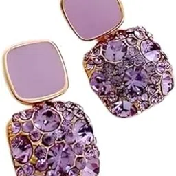 jagriti shakti Purple Rhinestone Crystal Drop Earrings for Women & Girls | Korean Style Fashion Jewelry | Best Gift for Birthday, Anniversary, Valentine’s (Pack of 1)-picture-39