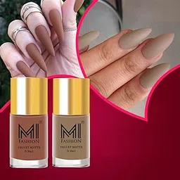 MI Fashion Matte Nail Polish Truly Unique Set of 2 Wide Brush (Skin Nude,Nude) 9.9ml each-picture-37