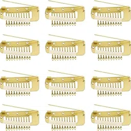 INHEAVEN 6 pcs Wig Clip with Safety Pins, 10-Teeth Hair Extension Snap Clips Invisible Strong Wig Combs to Secure Wig No Sew Chunni Grip Dupatta Clips Hijab & Tikka(Gold)-picture-35
