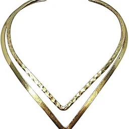 iriza Golden Choker | Collar Necklace | Hasli | Chokar set | Necklace set for women | Shining collar necklace | Necklace Jewellery image 1
