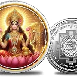 Silviya BIS Hallmarked Goddess Lakshmi 999 Pure Silver Coin - 2 Gram, 10 Gram & 20 Gram - Home | Office Puja & Diwali Gift - Round - With Authenticity Certificate-image-3
