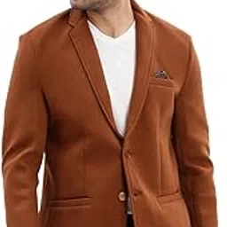 showoffff SHOWOFF Men's Solid Notched Lapel Black Single Breasted Blazer-EX-Cotry_Black image 1