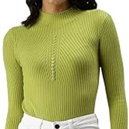 CRAMPLE®Women Knit-Rib Stretchable Winter High Neck Full Sleeves Pull Over Top (One Size Bust 28-34 Inch)-picture-32