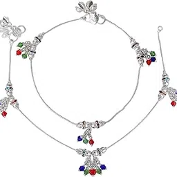 gehena by estele Fashion Jewelry Anklets for Women: Rhodium Plated Dainty Delight: Feminine Colorful Lightweight Anklets for Casual wear & Any Occasion for Girls & Women-OSAK005-IRMC ANKLET-picture-22