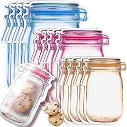 INKULTURE 15 Pcs Mason Jar Ziplock Bags Storage, Reusable Freezer Bags (Polyethylene, Multicolour) image 1