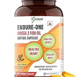 GenOne Endure One Omega 3 Fish Oil Softgels 1000mg per Capsule for Healthy Heart and Joints (Pack of 60)-image-79