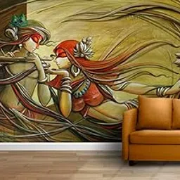 Imagine Printing Solution 3D Wallpaper Radha Krishna HD Print Wall Painting Poster Picture Wall Self-Adhesive Sticker For Living Room, Bedroom, Home Decor, PVC Vinyl, Muticolor, Pack Of 1, 90 cms-picture-10