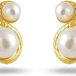 palmonas 18k Gold Plated Enchantress Pearl Stud Earring for Women - Gift for Girls & Women | Waterproof & Anti-Tarnish Earrings-picture-42