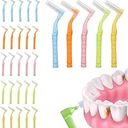 Vocadok L-Shaped Interdental Brushes Oral Dental Hygiene Brush Angled Interdental Toothpick 30Pcs 5 Different Sizes Tooth Cleaning Tool (Multi-Colored)-picture-43