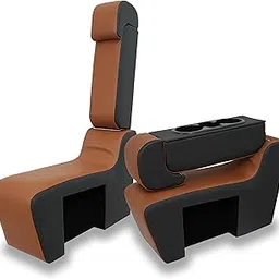 V7 Premium Central Seat with Armrest for Innova Hycross – Wooden Finish, Dual Function Baby Seater & Armrest, 2 Bottle Holders, Mobile Holder, Luxury Car Interior Accessory, Easy Install (Tan)-picture-12