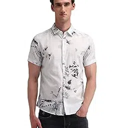Men's Light-Grey Printed Spread Collar Short Sleeve Casual Cotton Blend Regular 1621 Men's Casual Shirts (UDSHT1424H_Light-Grey_48)-image-20
