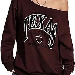 sxv style Women Oblique Shoulder Long Sleeve Letter Print Casual Sweatshirt-picture-46