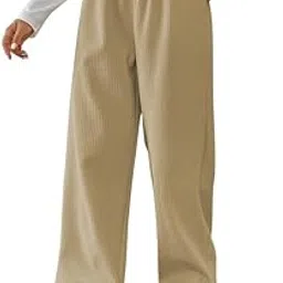 smowkly Authentics Women's Trendy Casual Cotton Blends Stretchable Baggy Loose Trouser with Pockets || High Rise Elastic Waist Going Out Lounge Pants-picture-17