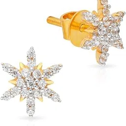 malabar gold & diamonds 18kt Gold Earrings for Women | 18k Gold Earrings for Birthday, Anniversary, Valentine's Day & Festival Gift | 18 kt (750) BIS Hallmark Certified Gold Stud Earrings-picture-23