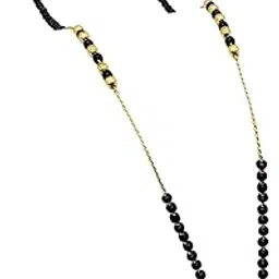 wynona Gold Plated American Diamond Mangalsutra | 18 Inch Black Beaded Short Chain | Traditional & All Occasion Wear-picture-14