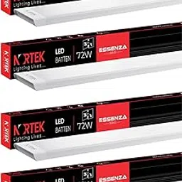 Nortek Essenza 72 Watt 4 Feet 3 in 1 Colour Led Tube Light Batten for Home - Colour Changing Switch (Natural, Warm & Cool White Light), Fit for Wall, Ceiling or Hanging Clamps in any Room, Pack of 4-image-0