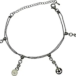 high trendz Sterling Silver Smiley Double Layer Anklet For Women and Girls-picture-19