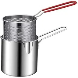 DIGALI Multifunctional Oil Fryer with Drain Basket, 1200ml Stainless Steel Pan with Handle, Ideal for Frying French Fries, Chicken Wings, Fish, Boiling Butter, Gravies, Pasta (PACK OF 1 SET)-picture-12