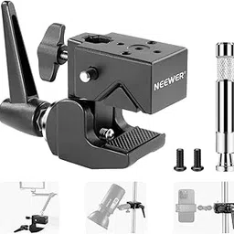 NEEWER Super Clamp with 5/8" Stud, Spring Lock, 2.4" Jaw Grip Heavy Duty Crab Pole Clamp for Round Pipe Flat Surface, for Photography Studio Camera Lighting Mounting, Max Load 33lb/15kg, UA017-picture-61